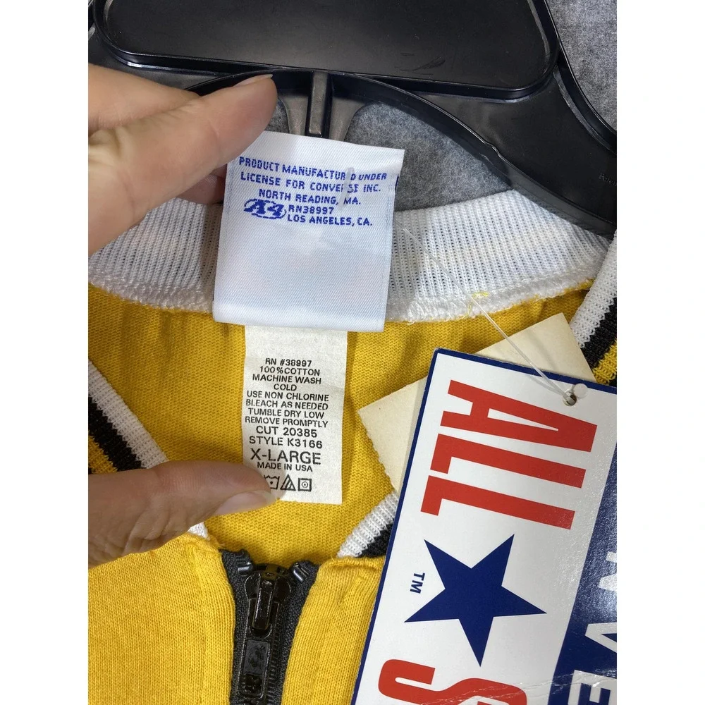 Vintage Converse Shirt Mens Extra Large Yellow Quarter Zip Made USA 80s 90s - Picture 7 of 10